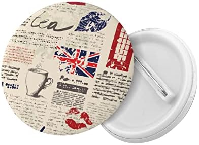 עגול תג עיתון-לונדון-רטרו סט של 5 דקורטיבי כפתור סיכת דש סיכות עבור כובעי חליפות חולצות תרמילי בגדים