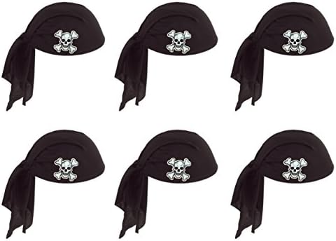 איסל 6 חתיכה שחור פיראטים צעיף כובעי ליל כל הקדושים תלבושות אבזרים