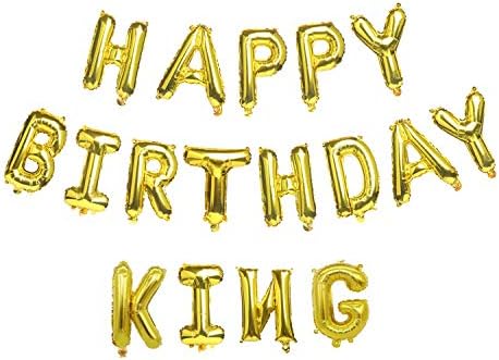 יום הולדת שמח מלך זהב אלומיניום רדיד אותיות בלוני 16 אינץ אלומיניום באנר בלוני מסיבת יום הולדת קישוטי