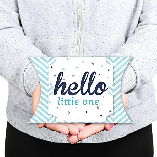 נקודה גדולה של אושר שלום ליטל אחד - כחול וכסף - העדפת קופסאות מתנה - ילד מקלחת תינוקות קופסאות כריות