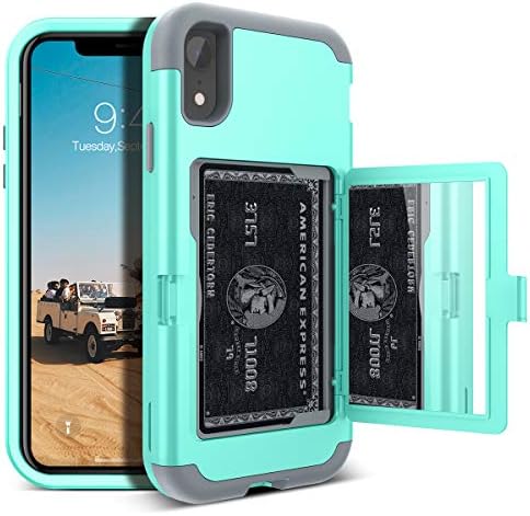 WeloVecase iPhone XR ארנק מארז עיצוב ארנק עם מחזיק כרטיס ומראה אחורית מוסתרת שלוש שכבות הגנה כבדה הגנה