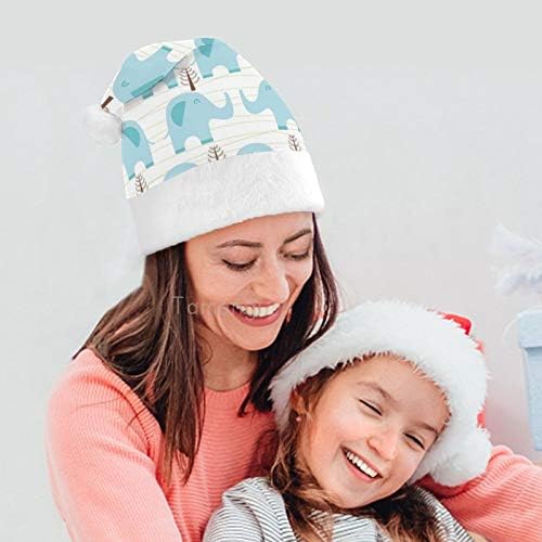 חג המולד סנטה כובע, כחול פילים פרחי חג המולד חג כובע למבוגרים, יוניסקס נוחות חג המולד כובעי לשנה חדשה