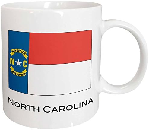 3 רוז ספל קרמיקה דגל מדינת צפון קרוליינה, 11 עוז, לבן