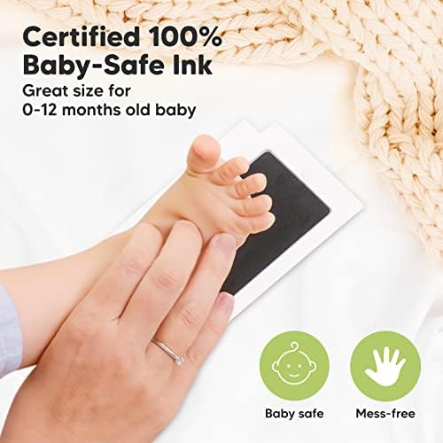 ערכת יד וטביעת רגל של תינוקות ללא דיו וערכת יד וטביעת רגל ללא דיו של 4 חבילות-מסגרת תמונת תינוק מותאמת