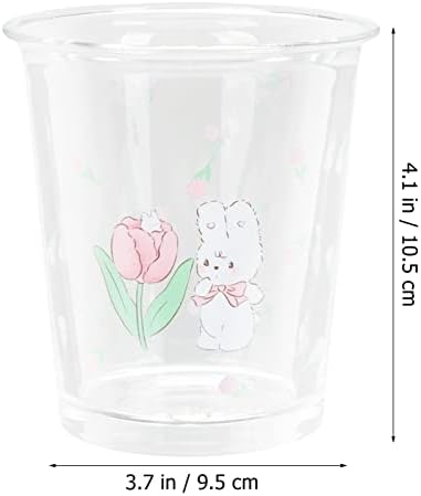 AMOSFUN כוסות צלורות כוסות צלולות כוסות ילדים ארנב קריקטורה ספל זכוכית ספל שתייה קרה כוסות מים קרים