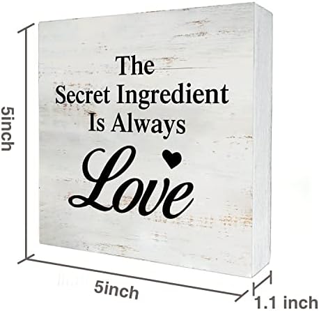 המרכיב הסודי הוא תמיד שלט קופסאות עץ אהבה עם אמירה עיצוב שולחן בגודל 5 x 5 אינץ