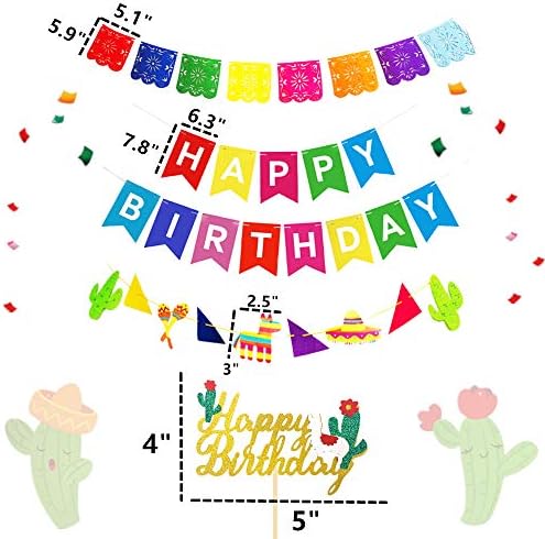 JEVENIS 4 PCS מקסיקני למסיבת יום הולדת מקסיקני פיאסטה באנר יום הולדת קקטוס קישוט יום הולדת לקישוטים
