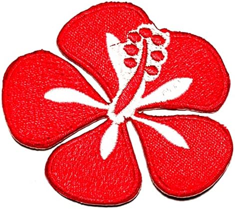 קליינפלוס 2 יחידות. הוואי אדום היביסקוס פרח הוואי תיקון רקום תג ברזל על לתפור על סמל עבור מעילי ג '