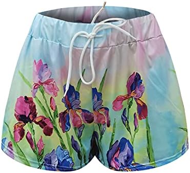 מכנסי שנגקסיני קצרים נשים פרח צבוע אופנה מודפס רופף בכושר הזיעה אור ספורט קצר פלוס גודל