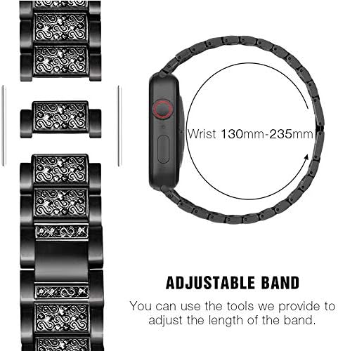 להקת Mosonio Apple Watch תואמת לסדרת IWatch 3/2/1, להקת IWatch עם 2 חבילות 42 ממ מארז לנשים - שרשרת