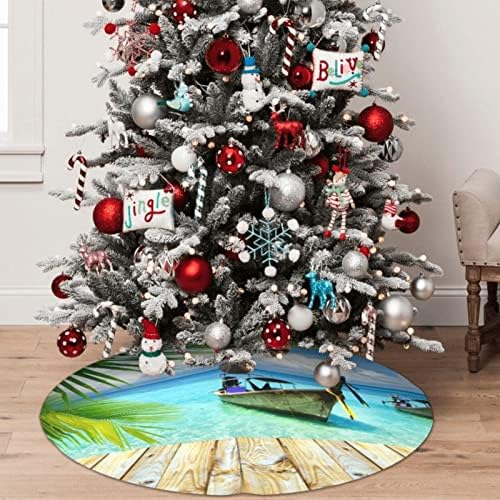 חצאית עץ חג המולד 48 - סירת Seaside קוקוס עלים מחצלת עץ חג המולד לקישוט חג המולד קישוטים למסיבה לשנה