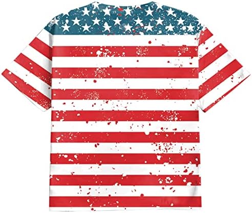חולצות T פטריוטיות של Ruiruilico דגל אמריקה דגל קיץ שרוול קצר מזדמן צמרות שרוול רופף כושר גרפי תלת מימד