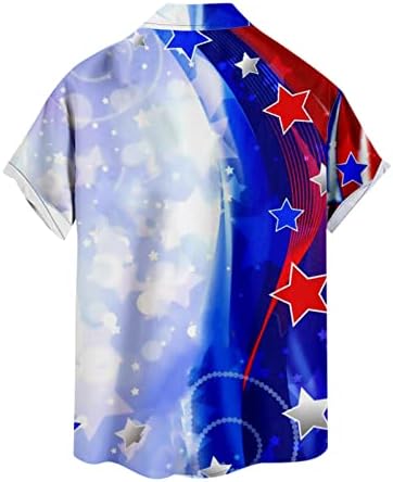 חולצת T דגל ארהב של סקיגול ארהב אמריקאית מודפסת כפתור שרוול קצר מטה חולצת צווארון 2023 חולצות קיץ לגברים