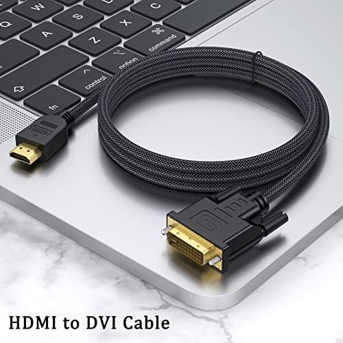 UVOOI DVI לכבל HDMI 10 רגל, HDMI ל- DVI מתאם כבל 1080p דו כיווני דו כיווני תואם ל- Raspberry Pi, Roku,