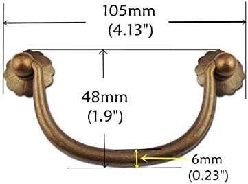 טקסינמין 4 חבילה ידית חומרת ארון ערבות מסורתית מושכת משיכת פליז עתיקה, מרכזי חור 3-3/20 אינץ ', טון