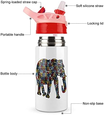 מודעות לאוטיזם פיל צבעוני בקבוק מים צבעוני נירוסטה כוסות ספל נסיעות מבודדות בקבוקי ספורט מכסה