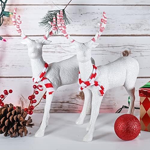 Peppermint Peppermint נצנצים אייל חג המולד - מסיבת חג צבי לבנה פסלי צלמיות עם קרניים אדומות ולבנות וארוחת