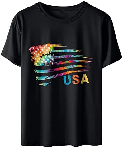 נשים אמריקאי כוכב הדפסת חולצות סירת צוואר חולצות חולצות קצר שרוול מתנה חמוד מצחיק סתיו קיץ חולצות 2023