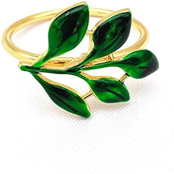 Uxzdx cujux 10 pcs מלון עלה ירוק מפית ירוק טבעת מפיות סינית אבזם מפית מפית טבעת טבעת שולחן אוכל (צבע: