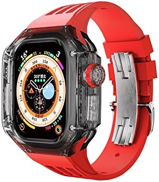 ערכת שינוי תיקים שקופה של Dyizu עבור פס Apple Watch Ultra 49 ממ מארז פלואורובבר רצועה אבזם מתכת לסדרת