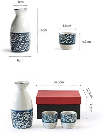 סט זכוכית המוטון סט כוס סאקה יפנית סט מסורתי צבוע כחול לבן חרסינה חרסינה חרס כוסות מלאכת מלאכה כוסות
