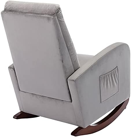 מרקס גריי מודרני אמצע המאה מצויץ כיסא נוח בד משתלת נדנדה כורסא עם צד כיס לסלון חדר שינה, סט של 1