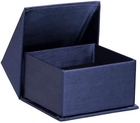 קופסא טבעת כחולה כהה-קופסא מתנה לתכשיטי נייר קרטון מוברש משי עם סגירה זוויתית מודרנית מובחרת, פנים קצף