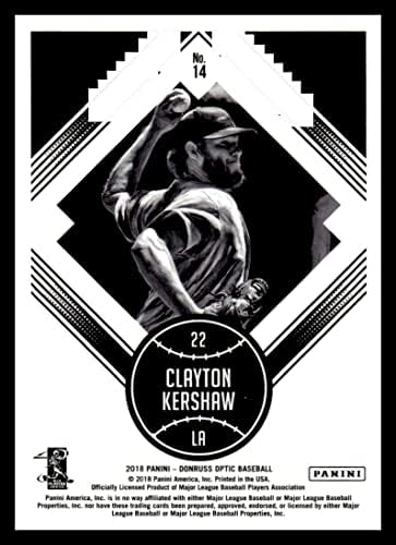 2018 דונרוס בייסבול אופטי 14 Clayton Kershaw לוס אנג'לס דודג'רס כרטיס מסחר של Diamond King
