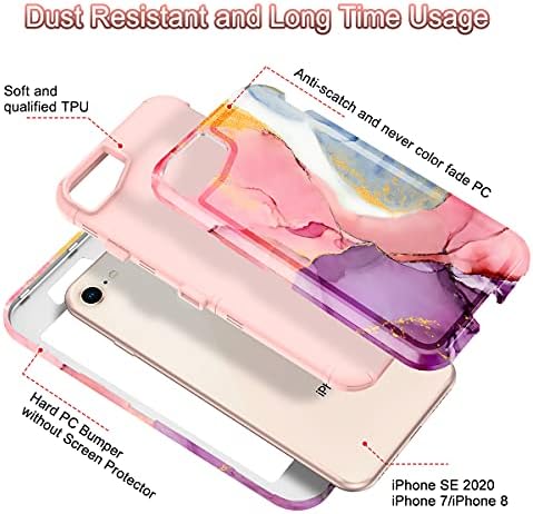 LAMCASE לאייפון SE 2022 Case, iPhone SE 2020 Case, iPhone 8 Case, iPhone 7 Case Heavy Duty Hebride Hybrid