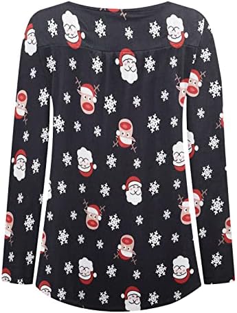 שרוול ארוך של נשים הנלי טראט חולצות חג המולד חגולת חולצה רופפת טוניקה טוניקה חג המולד סוודר מודפס וינטג