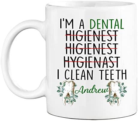 אני שיננית, אני מנקה ספל שיניים - ספל שיננית שיניים בהתאמה אישית - מתנה לשינני שיניים משרדיות בשבילו