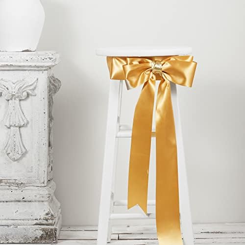 סרט סאטן זהב מקליפאן לעטיפת מתנות 3 אינץ 'x 10 מטר רוחב פנים כפול פנים למלאכה עיצוב עץ חג המולד לזר