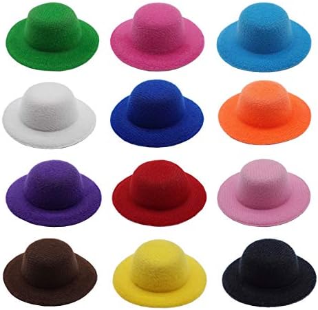 12 צבעים מיני כובעים פורמליים כובעי בובה מיניאטוריים כובעים למלאכות DIY אביזרי שיער מקשטים ≠ 2.3 /5.8