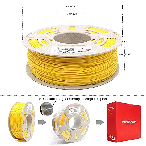 REPRAPPER צהוב PLA PLA 3D מדפסת נימה 1.75 ממ 2.2 קילוגרם, מתאים לרוב מדפסת ה- FDM ו- 3D PEN