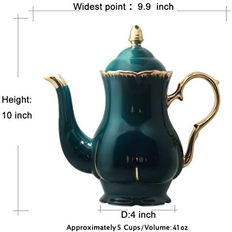 JOMOP קרמיקה סיר תה אלגנטי קישוט פרופיל גדול במיוחד מתנה חמורה ביתי ירוקה כהה לאוהבי תה 4-6 כוסות
