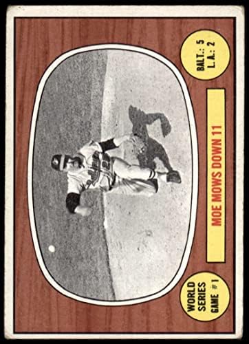 1967 Topps 151 1966 סדרת העולם - משחק מס '1 - MOE Mows Down 11 Moe Drabowsky Baltimore/Los Angeles