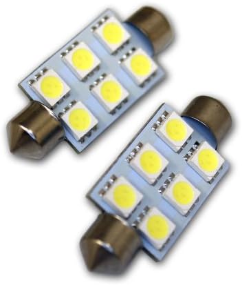 TuningPros LEDML-39M-WS6 מפה LED LED נורות נורות פסטון 39 ממ, 6 SMD LED לבן 2-PC סט סט