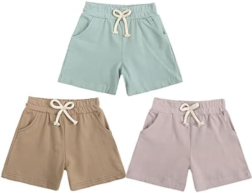 Mygbcpjs בנות בנות בנות 3 חבילות פשתן כותנה מערבבים מכנסיים קצרים של פורחים חמודים הרמון רופף מכנסיים