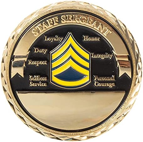 סמל צוות הצבא של ארצות הברית סמל קצינים שאינם מופיעים דרגת אתגר מטבע ותיבת תצוגה קטיפה כחולה