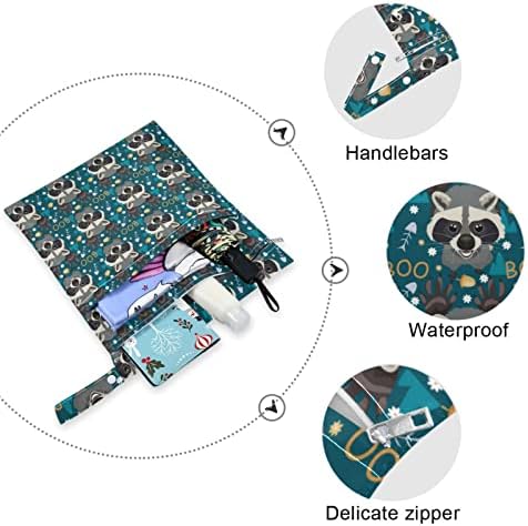 ZZXXB RACCOON BOO שקית רטובה אטומה למים חיתול בד לשימוש חוזר תיק יבש רטוב עם כיס רוכסן לטיולים בריכת