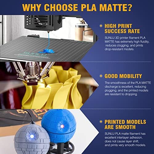 SUNLU 3D Printer Trimate Pla Matte 1.75 ממ, Black & Sunlu נימה מייבש תיבה S2 עבור נימה מדפסת תלת מימדית,