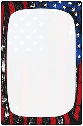 Alaza Grunge USA ארהב דגל אמריקאי גיליונות עריסה מצוידים בסדין בסינט לבנים פעוטות תינוקות, מיני מידה