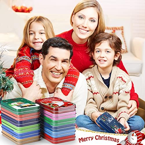 24 חבילה חג המולד מתנת כרטיס מחזיקי מתכת פח קופסות עם כרטיס מתנה קטנה כרטיס פח קופסות מחזיקי עם מכסים