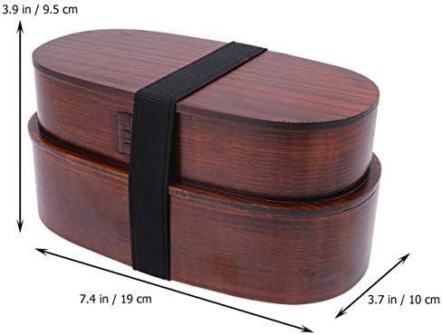 מיכל בנטו עץ עץ באנגו קופסת בנטו קופסה בסגנון יפני מיכל קופסת אוכל עץ נייד מיכל אחסון מזון כפול שכבה