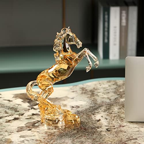 דרמומון סוס אקרילי צלמית סינית פנג שואי קולקציית זכוכית קישוט פסל חיה אספנות שולחן עמדת שולחן תפאורה