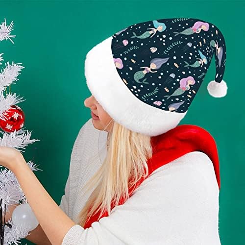 חמוד בתולות ים מצחיק חג המולד כובע סנטה קלאוס כובעי קצר קטיפה עם לבן חפתים עבור חג המולד חג מסיבת אספקת