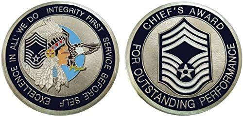 דרגות מגויסות של חיל האוויר - סמל הראשי E9 מטבע/לוגו פוקר/שבב מזל