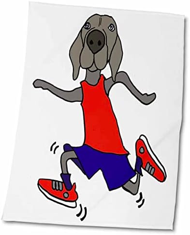 3drose מצחיק חמוד חמוד כלב ריצה או ריצה קריקטורה - מגבות