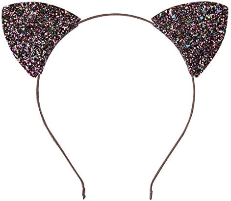 לי עיצוב גליטר חתול אוזניים 3 אוזניים נפוחות איפור חתול אוזניים חמוד חתול אוזניים גליטר שיער להקות חתול