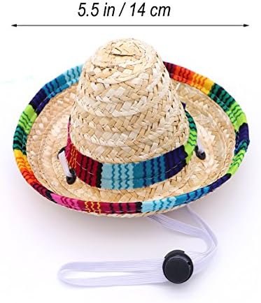 Ueetek כובע סומבררו כלב מסוגנן, כובע קוספליי צ'יוואווה מתכוונן, קישוט מסיבות מקסיקני לכלבי כלבי חיות